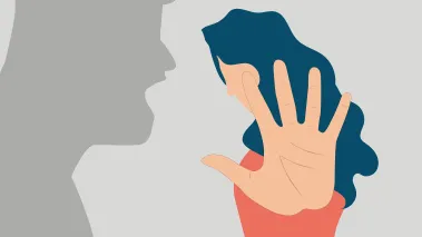 Woman protests against sexual harassment illustration concept